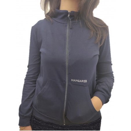 HANGAR 93 FELPA ZIP SENZA CAPPUCCIO - JERSEY 180 GR - Blu